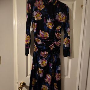 Maggy London Black Floral Long Sleeve Dress